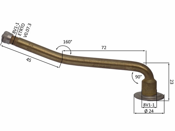 Schlauchventil | LKW Schraub-Schlauchventil, 2-fach-gebogen Winkel 90°/164° 115mm